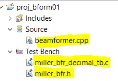 Создайте проект HLS с файлами Source и Test Bench.