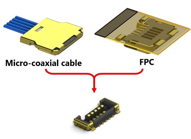 Рис 5. Пример использования общего разъёма на плате под дискретный кабель или соединение с FPC