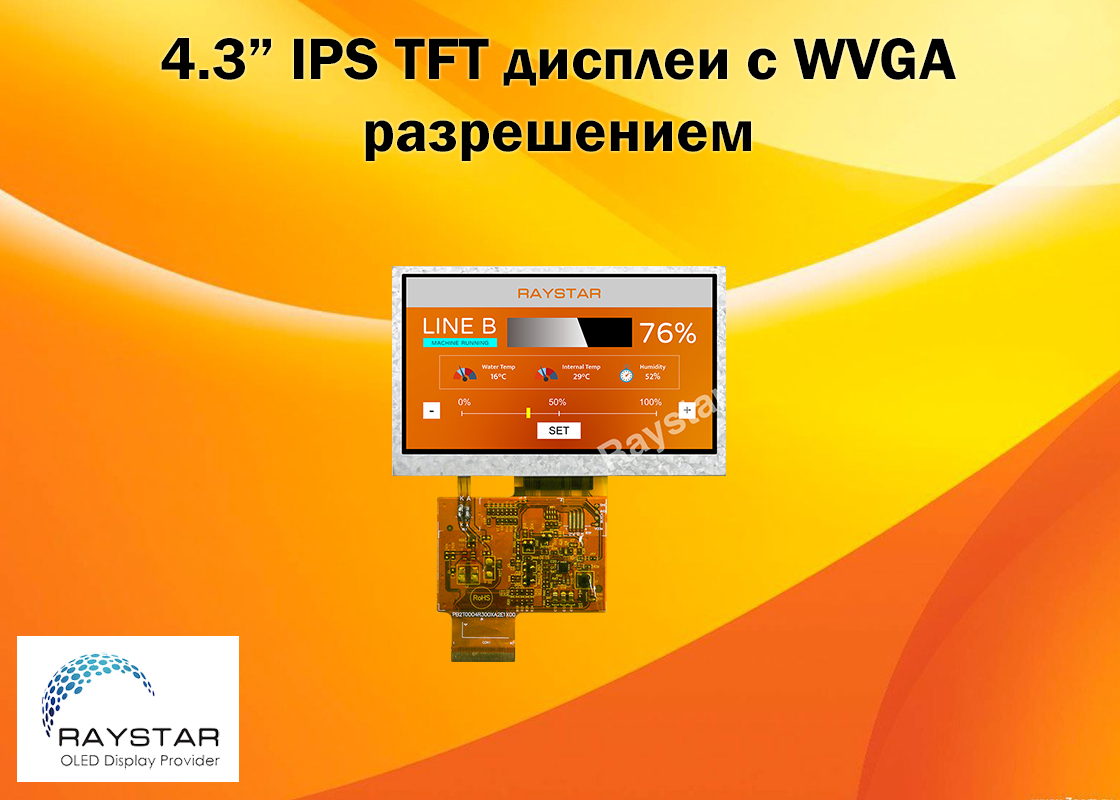 4.3” IPS TFT дисплеи с WVGA разрешением от Raystar