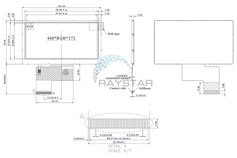 схема TFT LCD дисплей 4,3’’ от Raystar