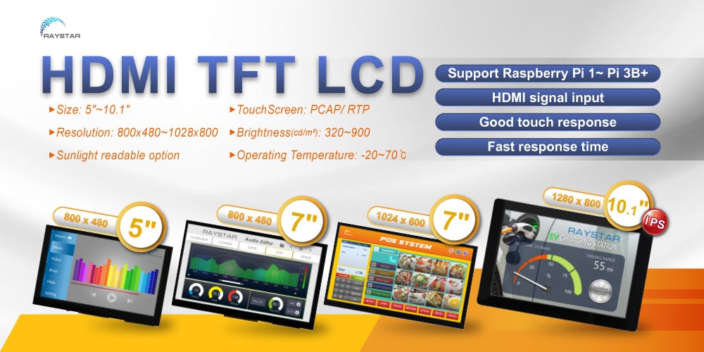 TFT-LCD дисплеи с HDMI интерфейсом от Raystar 